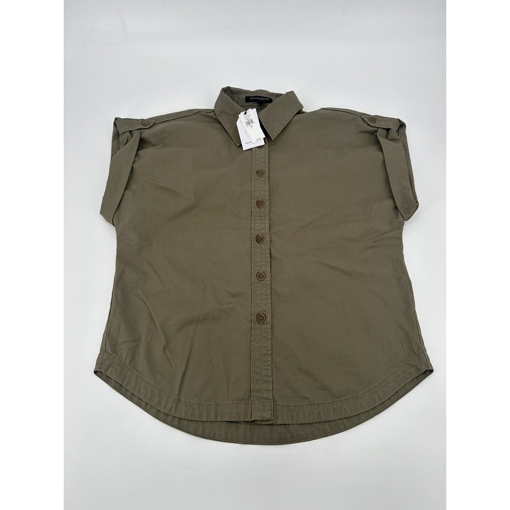 NWT Banana Republic Women's Military Green Button Down Shirt Sz XS Sleeveless